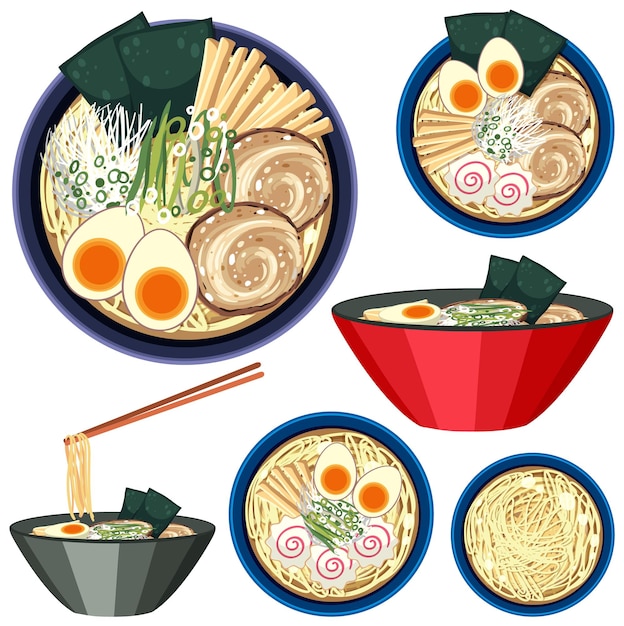 Free Vector set of ingredients for ramen