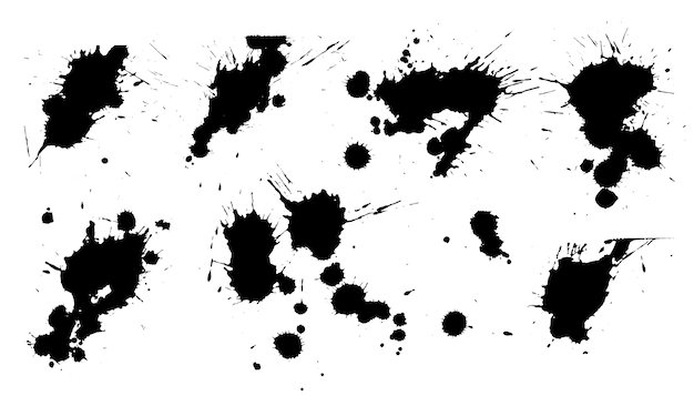 Set of ink splat stain texture design