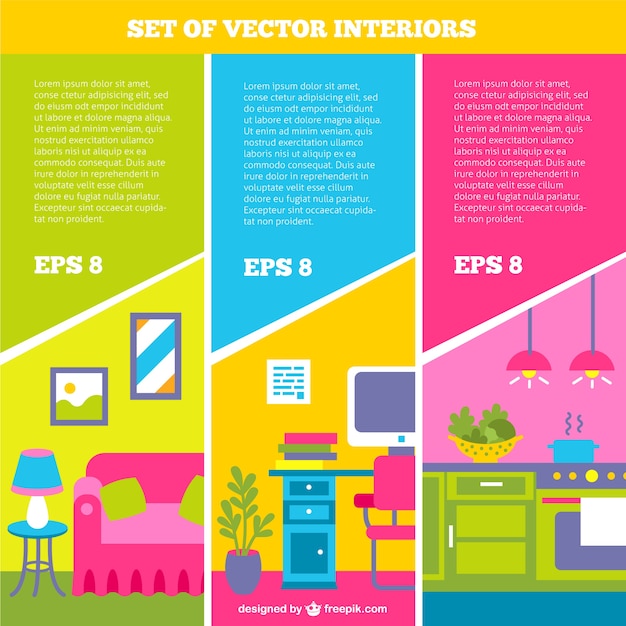 Free Vector set of interiors