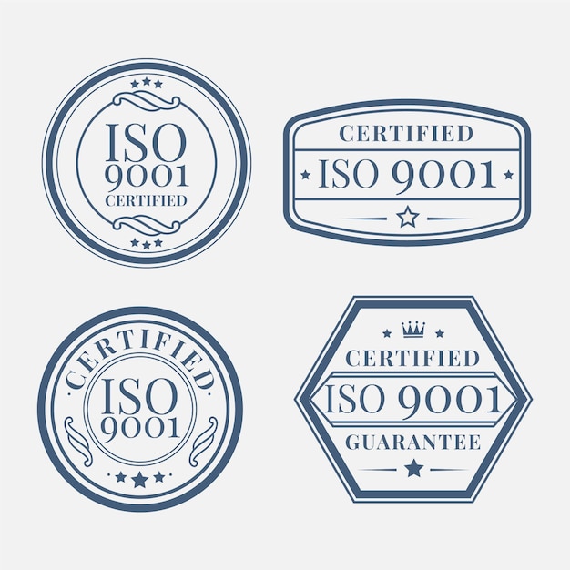 Free vector set of iso certification stamp