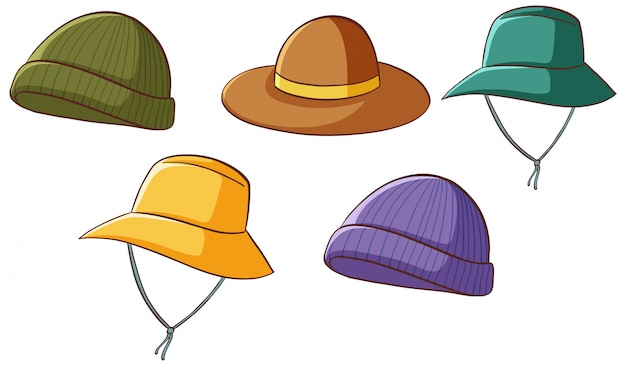 Free vector set of isolated hats