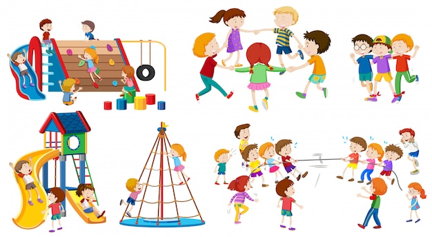 Free vector set of isolated kid at playground