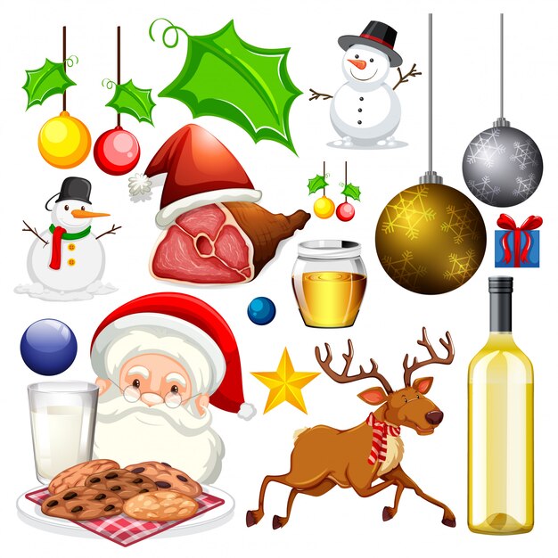 Set of isolated objects of christmas theme