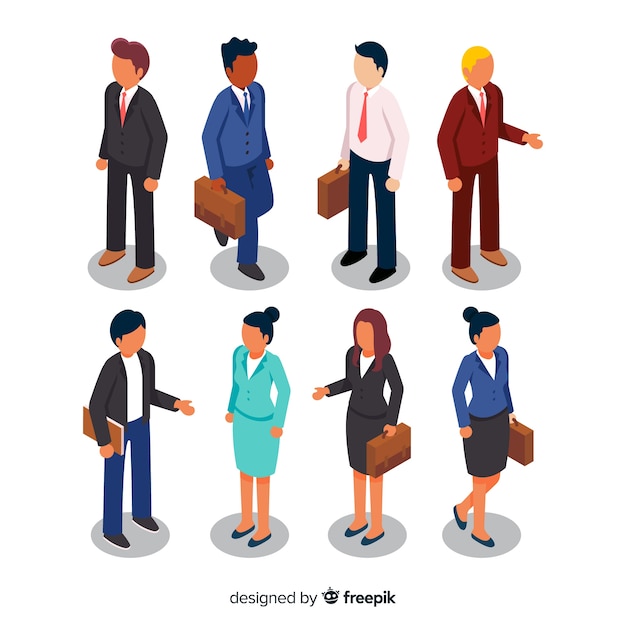 Set of isometric business people