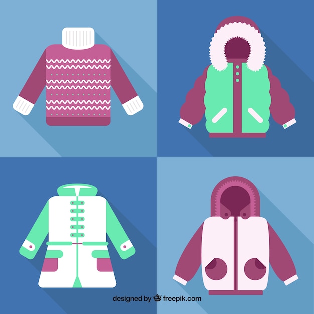 Free Vector set of jersey and coats in flat design