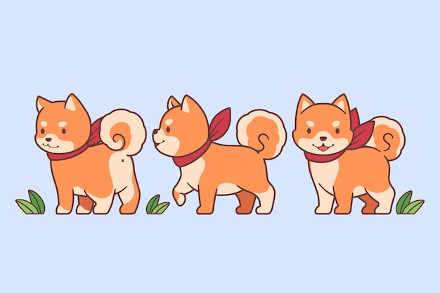 Set of kawaii dogs