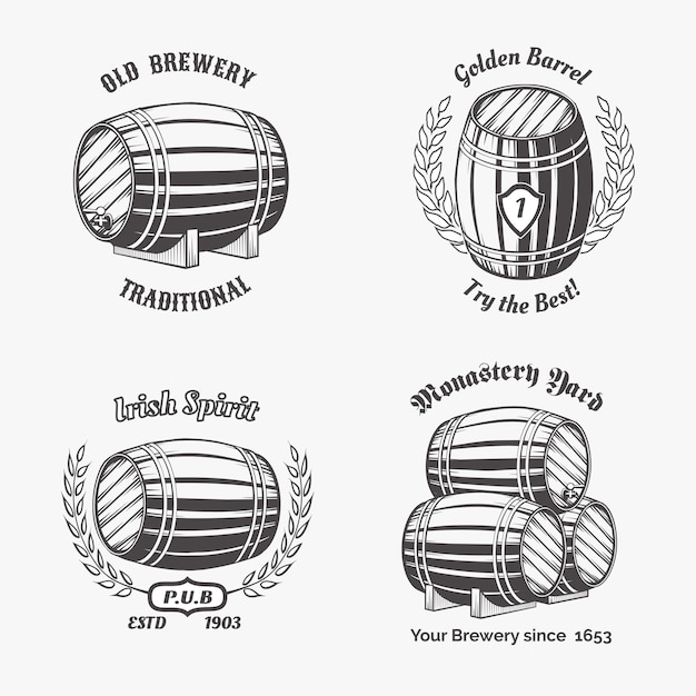 Free Vector set of labels of beer house.