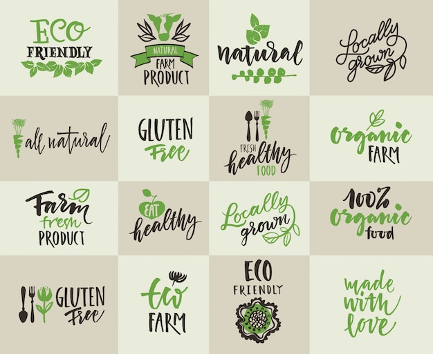 Free Vector set of labels for natural farming