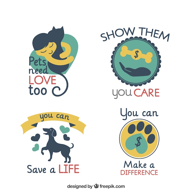 Free Vector set of labels with positive quotes 