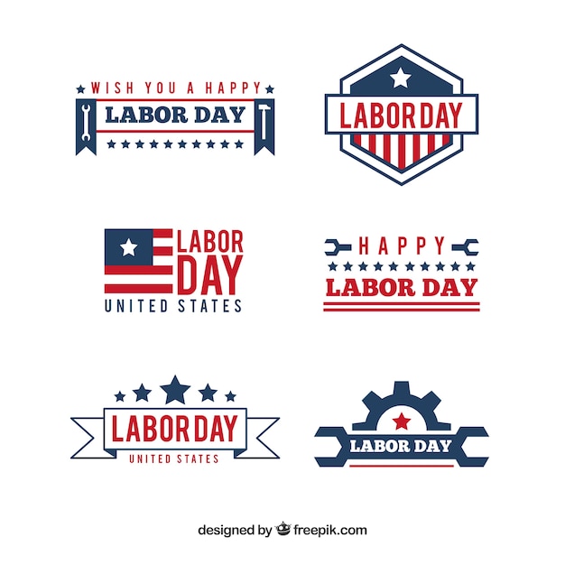 Set of labor day labels with vintage style