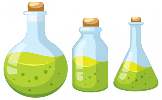 Free Vector set of laboratory bottle