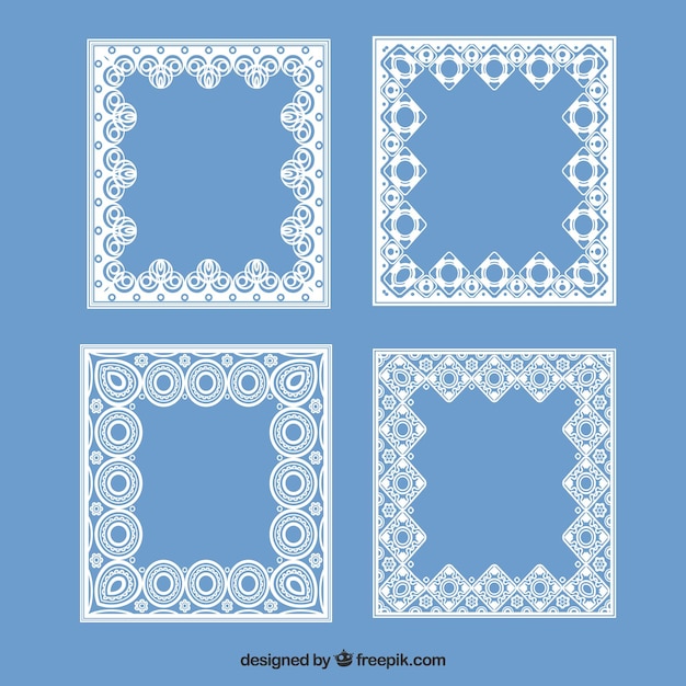 Set of lace square frames in flat design