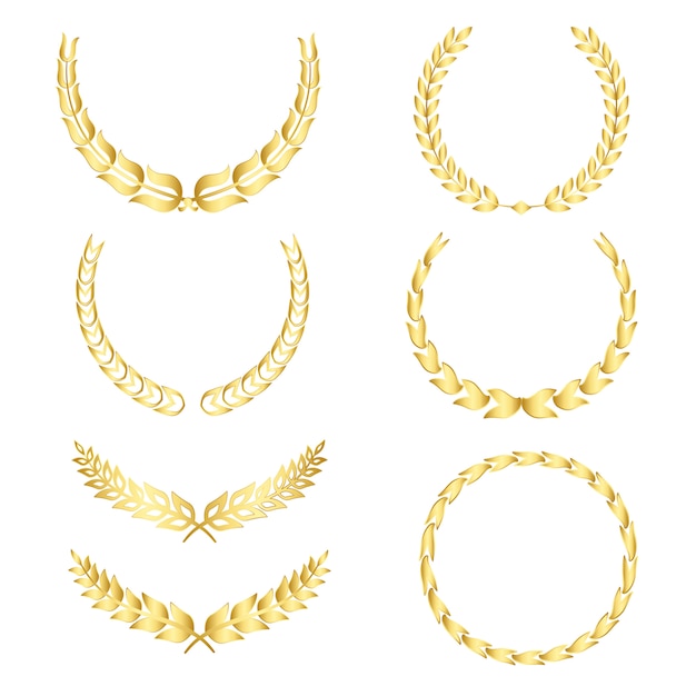 Free Vector set of laurel wreath illustration vectors