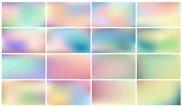 Free Vector set of light coloured backgrounds with gradients in pastel colors