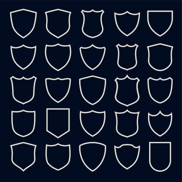 Set of line style shield symbols and icons