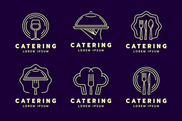 Set of linear flat catering logos