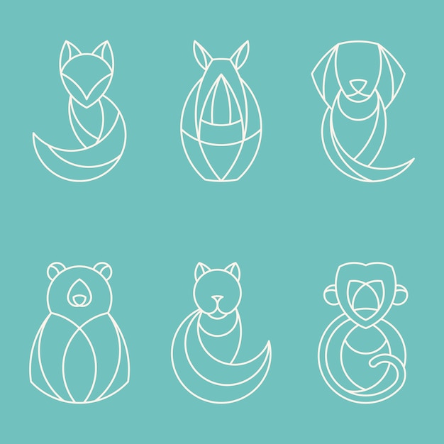 Free vector set of linear geometrical animal vectors