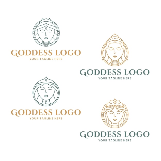 Free Vector set of linear goddess logo templates