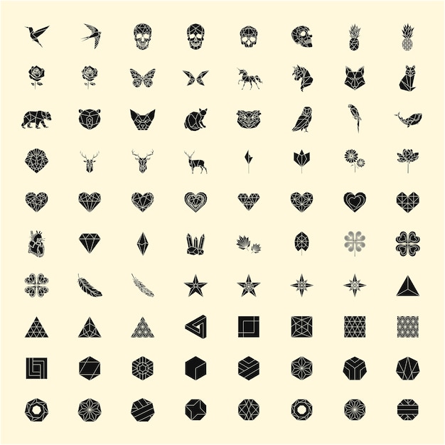 Free vector set of linear illustrations of shapes and icons