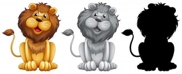 Free Vector set of lion character