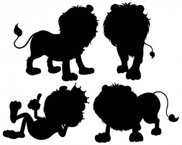 Free vector set of lion silhouette