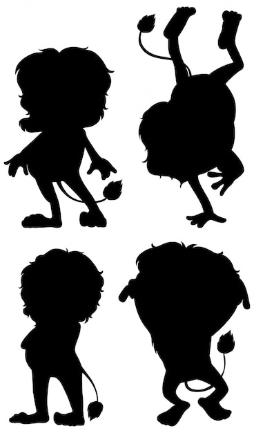 Free Vector set of lion silhouette