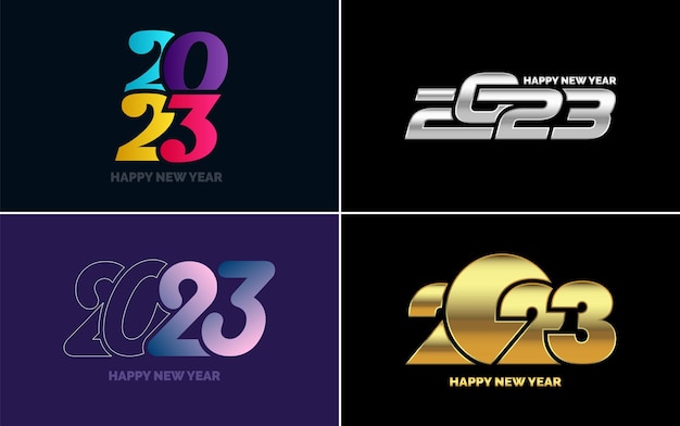 Set of logo design 2023 Happy New Year 2023 number design template Christmas decor 2023