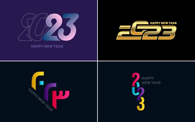 Set of logo design 2023 Happy New Year 2023 number design template Christmas decor 2023