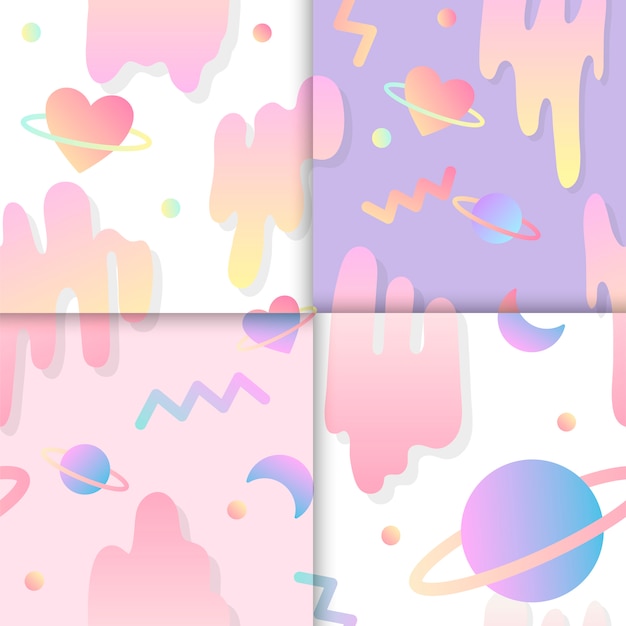 Free vector set of love in space background vectors