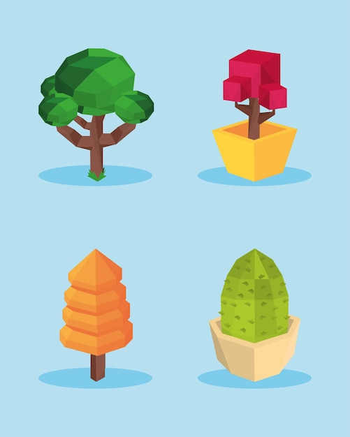 Free Vector set of low poly