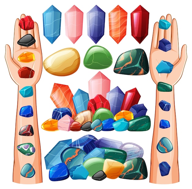 Free Vector set of lucky gem stone