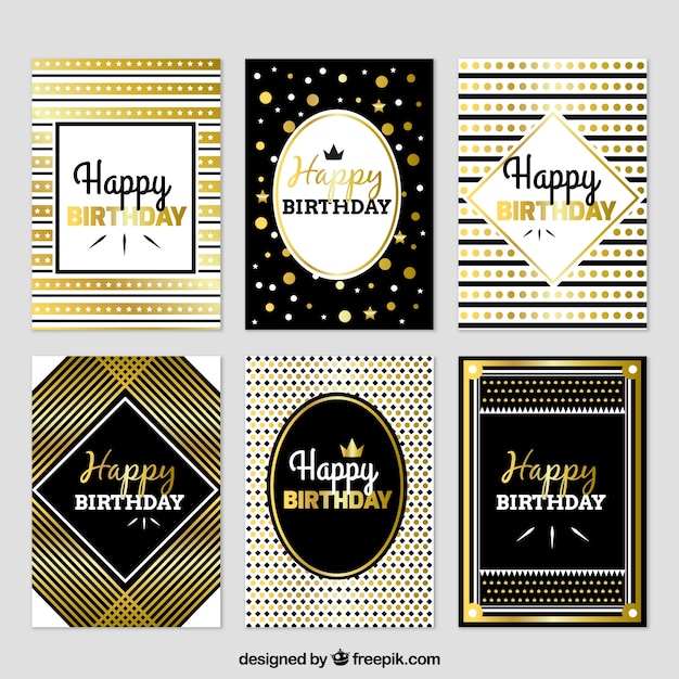 Free vector set of luxurious birthday cards