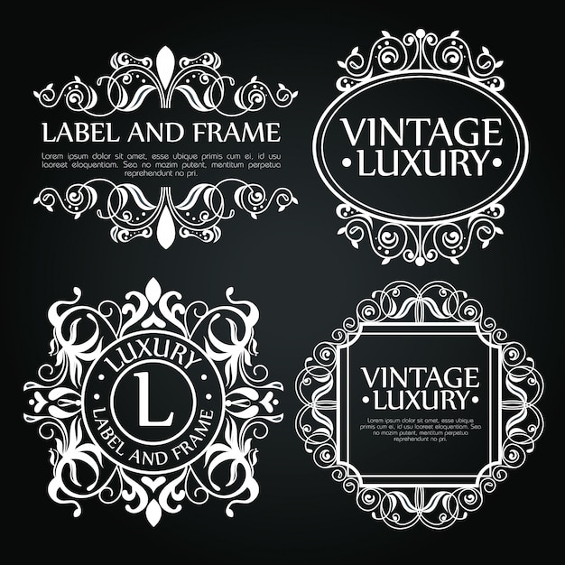 Set of luxury ornaments for label, logo or emblem