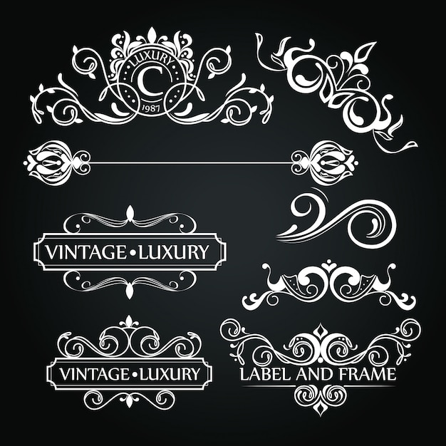 Set of luxury ornaments for label or logo