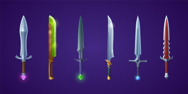 Set of magic swords, space laser futuristic blades