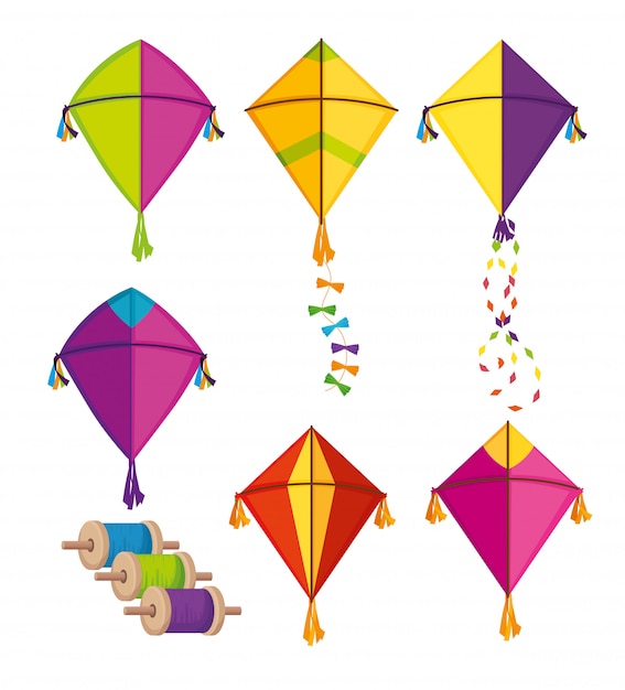 Set of makar sankranti kites 