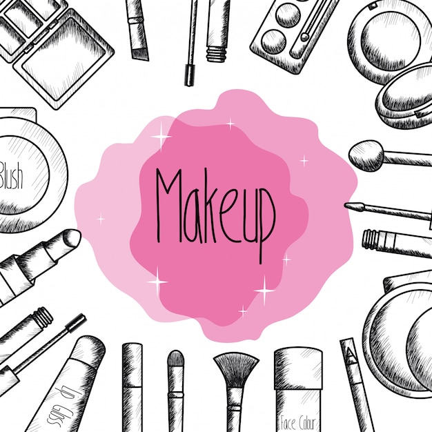 Set of make up accessories drawing