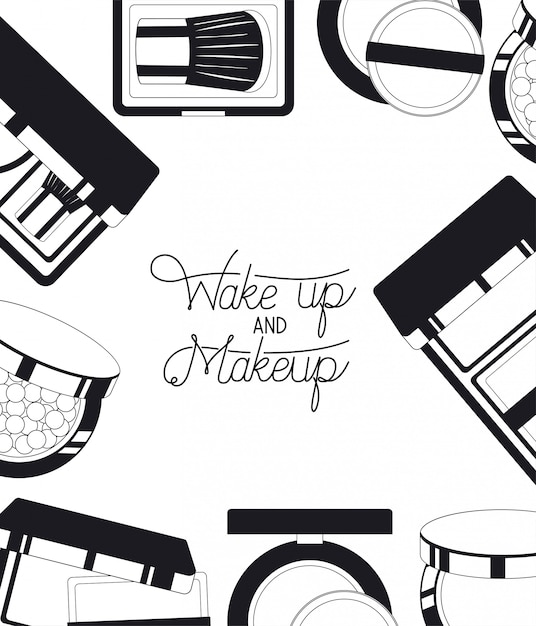 Free Vector set of make up products frame around