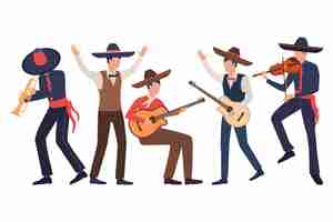 Free vector set of male mexican musicians