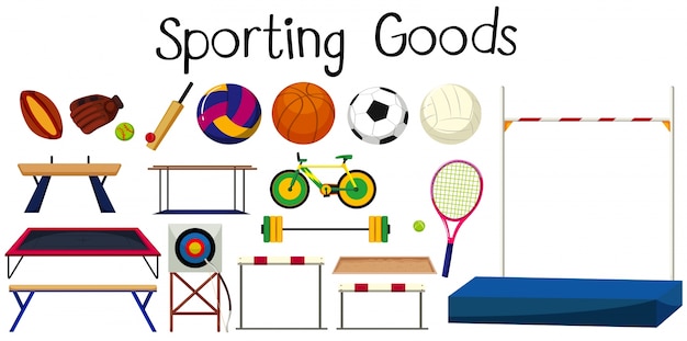 Free Vector set of many sport equipments illustration