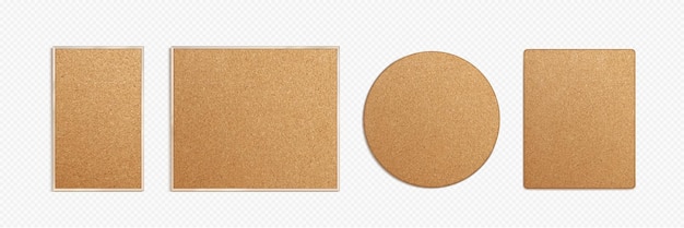 Free vector set of memo pin boards with cork texture