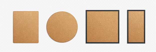 Set of memo pin boards with cork texture