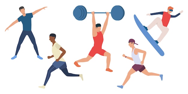 Free Vector set of men doing sport