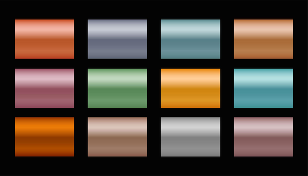 Free Vector set of metal gradients in different shades and colors