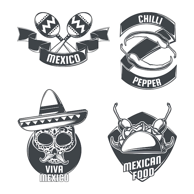 Set of mexican emblems