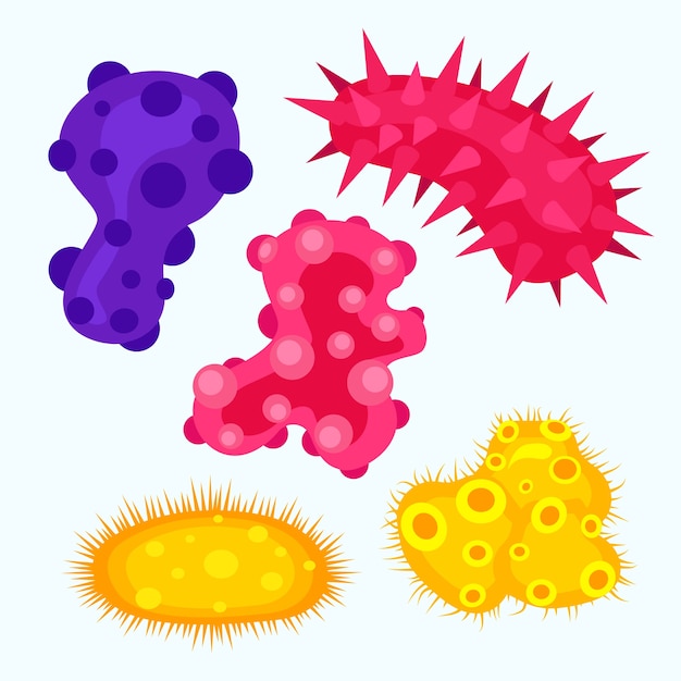 Free Vector set of microbe organism flat design