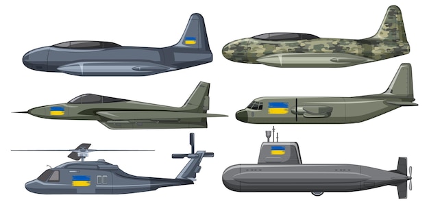 Free Vector set of military aircraft