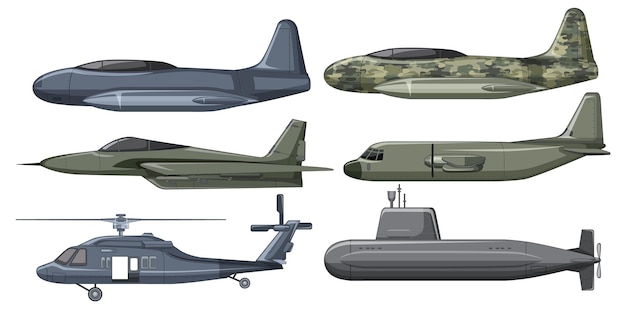 Set of military aircraft