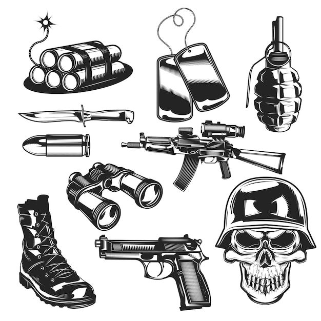 Free vector set of military elements