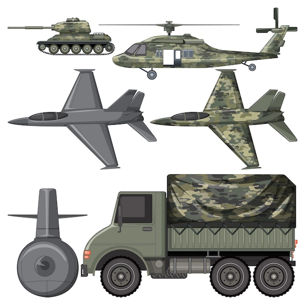 Free Vector set of military vehicles